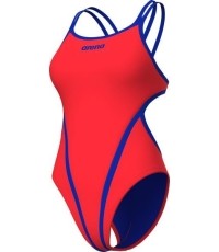 Damski kostium kąpielowy Arena Solid Double Cross Back Sunset-Neon Blue 34 - 458