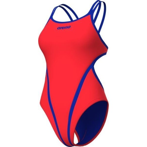 Damski kostium kąpielowy Arena Solid Double Cross Back Sunset-Neon Blue 34 - 458