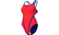 Damski kostium kąpielowy Arena Solid Double Cross Back Sunset-Neon Blue 34 - 458