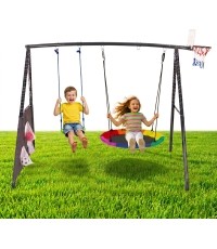 Plac zabaw dla dzieci huśtawka ogrodowa 4w1 kosz do koszykówki bocianie gniazdo ECOTOYS