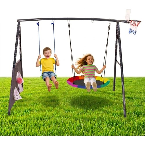 Plac zabaw dla dzieci huśtawka ogrodowa 4w1 kosz do koszykówki bocianie gniazdo ECOTOYS