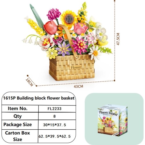 Spring Bouquet in a Basket Building Blocks Set 1615 pcs.