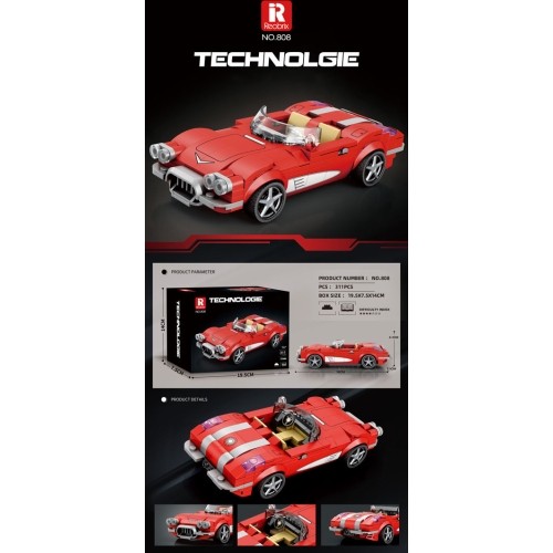 Car Cabriolet Red 311-piece Building Blocks Set