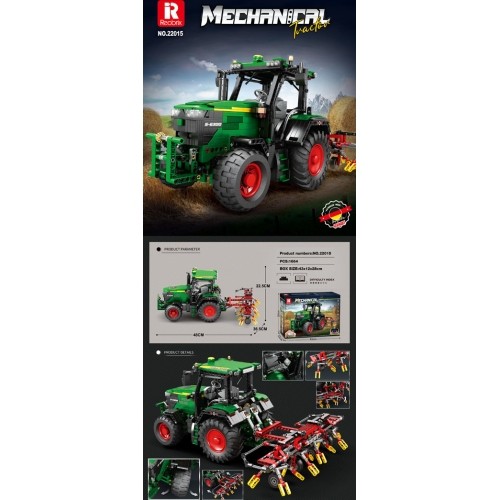 Green Tractor Building Blocks Set + Accessories 1828 pcs.