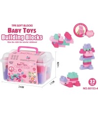 Soft Blocks Set 32 ​​pcs. Pink + Suitcase
