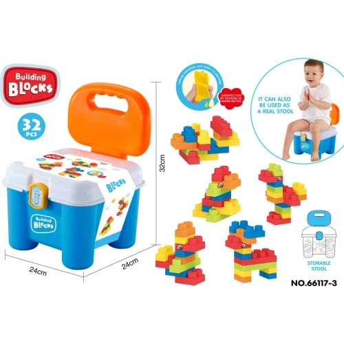 Soft Blocks Set + Storage Chair Blue