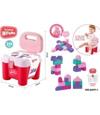 Set of Soft Electric Blocks + Chair Storage Pink