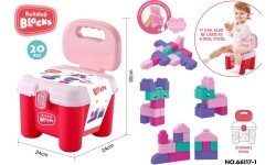 Set of Soft Electric Blocks + Chair Storage Pink