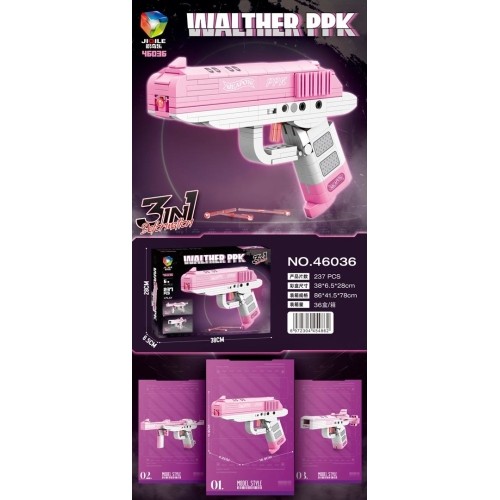 Różowy klocki-konstrukcja pistolet, 237 elementów