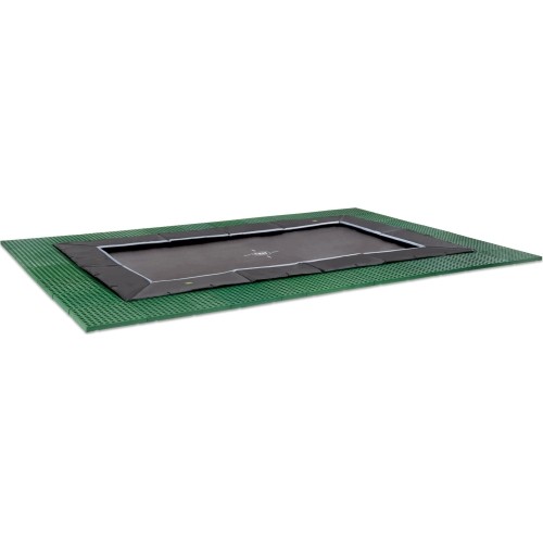 Trampolina gruntowa EXIT Dynamic 244x427 cm z płytami bezpieczeństwa Freezone, czarna