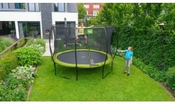 Trampolina EXIT Silhouette ø244 cm z siatką ochronną – zielona