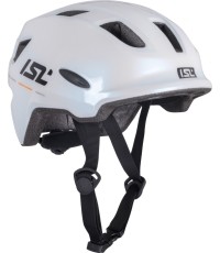 Dziecięcy kask rowerowy z lampką LED ISL Lumitto - Perłowa biel