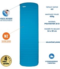 Mata samopompująca Yate Alpin, 3,8 cm – niebiesko-szara