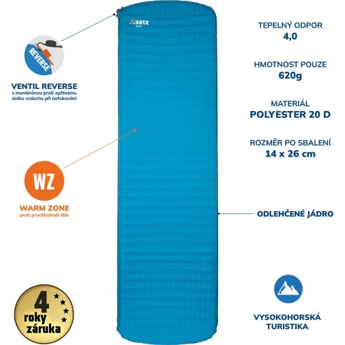 Mata samopompująca Yate Alpin, 3,8 cm – niebiesko-szara