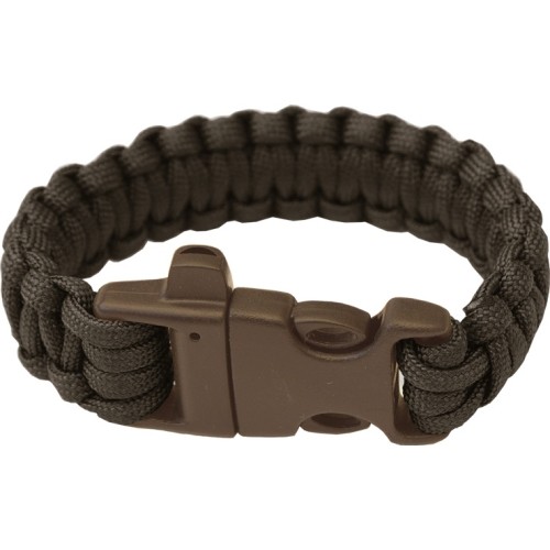 Bransoletka paracord Highlander, Trident, gwizdek, czarna