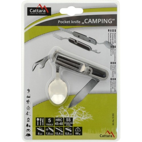 Nóż składany ze sztućcami Cattara CAMPING, 9 cm