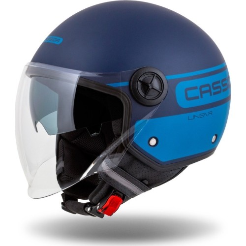 Kask motocyklowy Cassida Handy Plus Linear, perłowy matowy niebieski / ciemnoniebieski