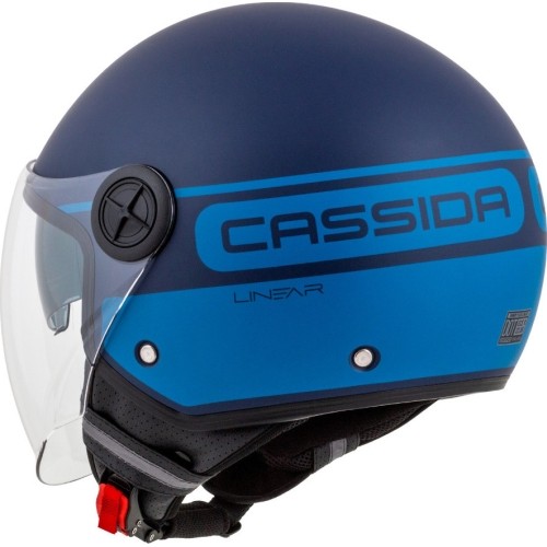 Kask motocyklowy Cassida Handy Plus Linear, perłowy matowy niebieski / ciemnoniebieski