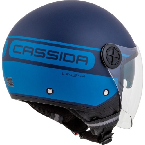 Kask motocyklowy Cassida Handy Plus Linear, perłowy matowy niebieski / ciemnoniebieski