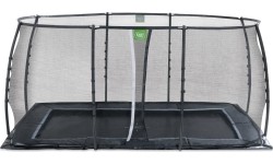 Trampolina gruntowa EXIT Dynamic 244x427 cm z siatką ochronną – czarna