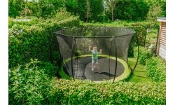 Trampolina gruntowa EXIT Silhouette ø366 cm z siatką ochronną, zielona
