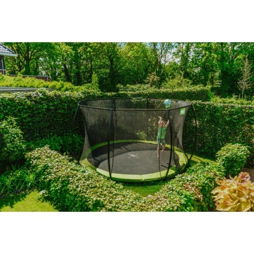 Trampolina gruntowa EXIT Silhouette ø366 cm z siatką ochronną, zielona