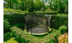 Trampolina gruntowa EXIT Silhouette ø366 cm z siatką ochronną, zielona