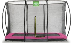Trampolina gruntowa EXIT Silhouette 214x305 cm z siatką ochronną, prostokątna – różowa