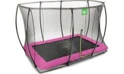Trampolina gruntowa EXIT Silhouette 214x305 cm z siatką ochronną, prostokątna – różowa