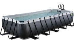 Basen EXIT Black Leather 540x250x100 cm z pompą filtrującą, czarny