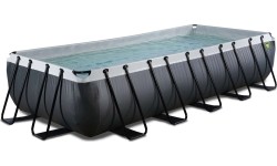 Basen EXIT Black Leather 540x250x100 cm z pompą filtrującą, czarny