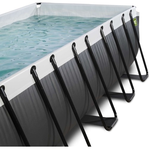 Basen EXIT Black Leather 540x250x100 cm z pompą filtrującą, czarny