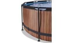 Basen EXIT Wood ø360x122 cm z kopułą, filtrem piaskowym i pompą ciepła – brązowy