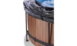 Basen EXIT Wood ø360x122 cm z kopułą, filtrem piaskowym i pompą ciepła – brązowy