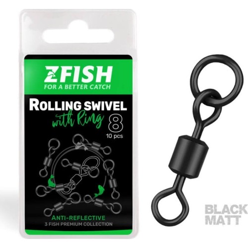 Krętlik obrotowy z kółkiem ZFISH Black Matt, rozmiar 8/26 kg