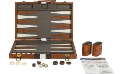 Backgammon w walizce, brązowy, 46x28 cm