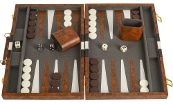 Backgammon w walizce, brązowy, 46x28 cm
