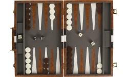 Backgammon w walizce, brązowy, 46x28 cm