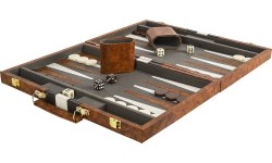 Backgammon w walizce, brązowy, 46x28 cm