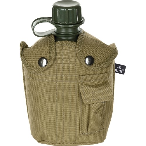 Plastikowa manierka z pokrowcem MFH - Coyote Tan, 1 l