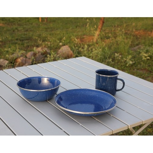 Emaliowany głęboki talerz Origin Outdoors 20 cm, niebieski