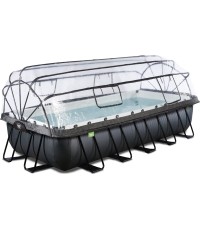 Basen EXIT Black Leather 540x250x100 cm z pompą filtrującą, zadaszeniem i pompą ciepła – czarny