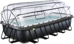 Basen EXIT Black Leather 540x250x100 cm z pompą filtrującą, zadaszeniem i pompą ciepła – czarny