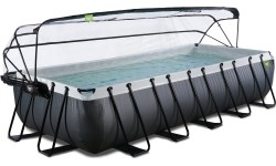 Basen EXIT Black Leather 540x250x100 cm z pompą filtrującą, zadaszeniem i pompą ciepła – czarny