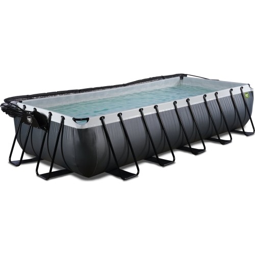 Basen EXIT Black Leather 540x250x100 cm z pompą filtrującą, zadaszeniem i pompą ciepła – czarny