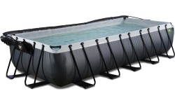 Basen EXIT Black Leather 540x250x100 cm z pompą filtrującą, zadaszeniem i pompą ciepła – czarny