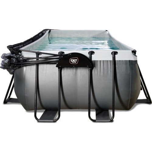 Basen EXIT Black Leather 540x250x100 cm z pompą filtrującą, zadaszeniem i pompą ciepła – czarny