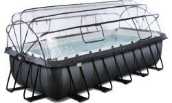 Basen EXIT Black Leather 540x250x122cm z pompą filtrującą piaskową, kopułą i pompą ciepła – czarny