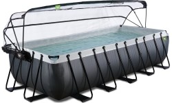 Basen EXIT Black Leather 540x250x122cm z pompą filtrującą piaskową, kopułą i pompą ciepła – czarny