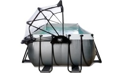 Basen EXIT Black Leather 540x250x122cm z pompą filtrującą piaskową, kopułą i pompą ciepła – czarny
